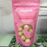 coated white choc raspberries